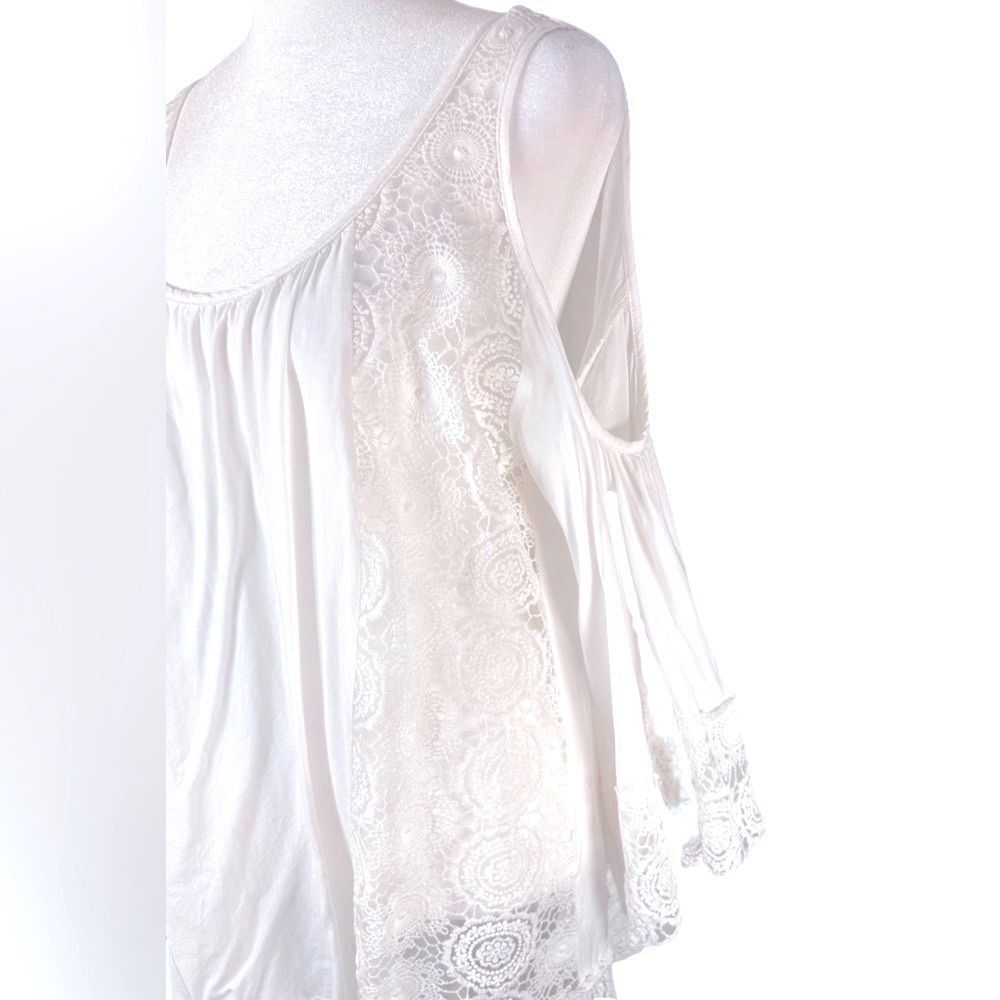 Solitaire Swim Cold Shoulder Lace Cover up Tunic Dress